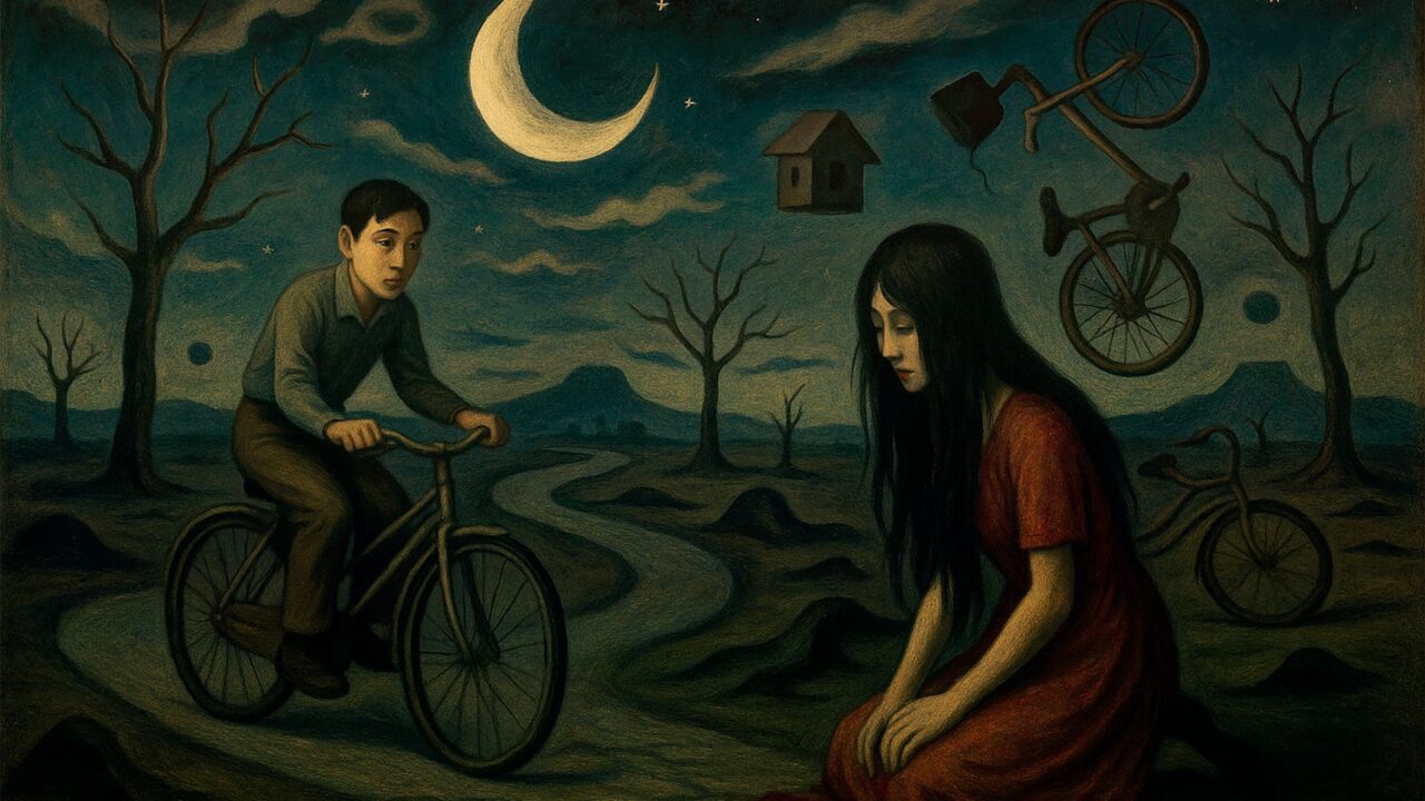 自転車と女性
