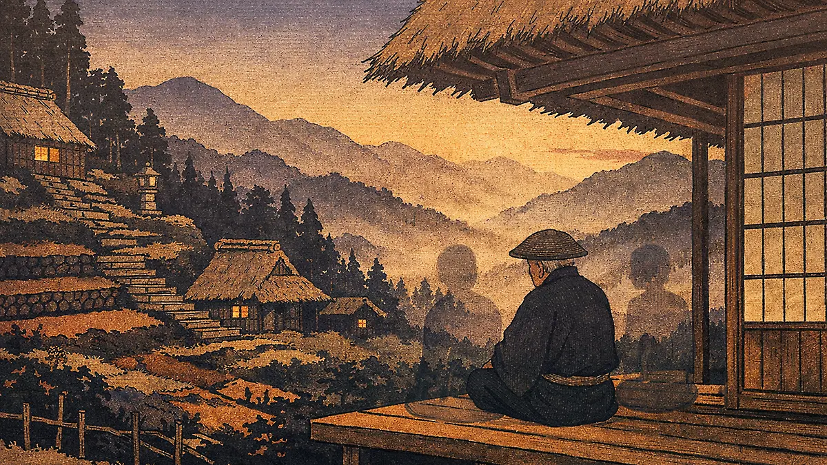 夕暮れの縁側と霊魂