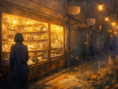 アーケードの文具店