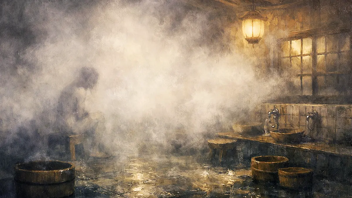 湯気の立つ風呂