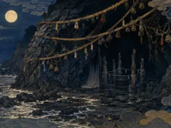 黒洲の海蝕洞と半身