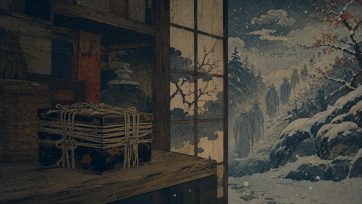 雪の中の静かな行列