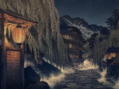 柳の向こうの旅館