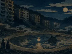 ため池の底に沈んだ団地