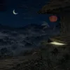 夜の古井戸と水を汲む音