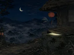夜の古井戸と水を汲む音