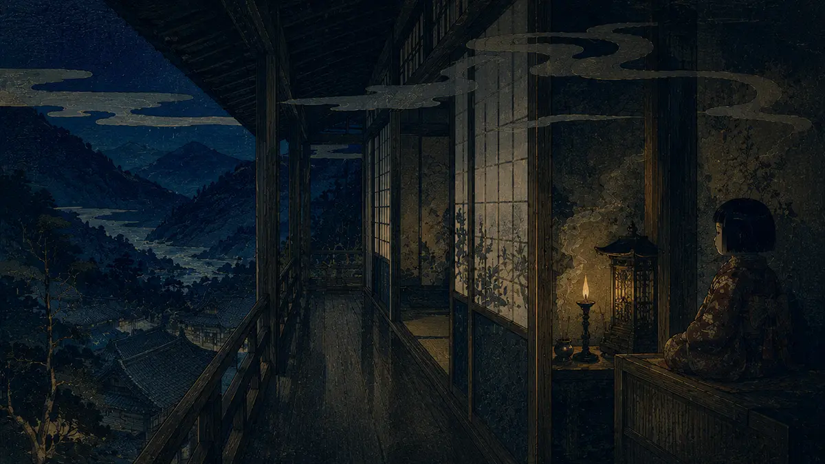 夜の廊下と人形の静寂