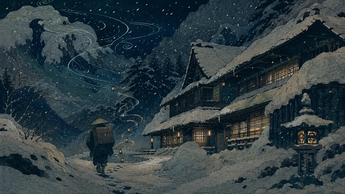 雪の中の旅人