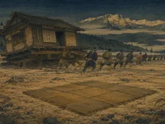曳いた家の跡に残る畳の目