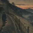 線路の柵の外に立つもの