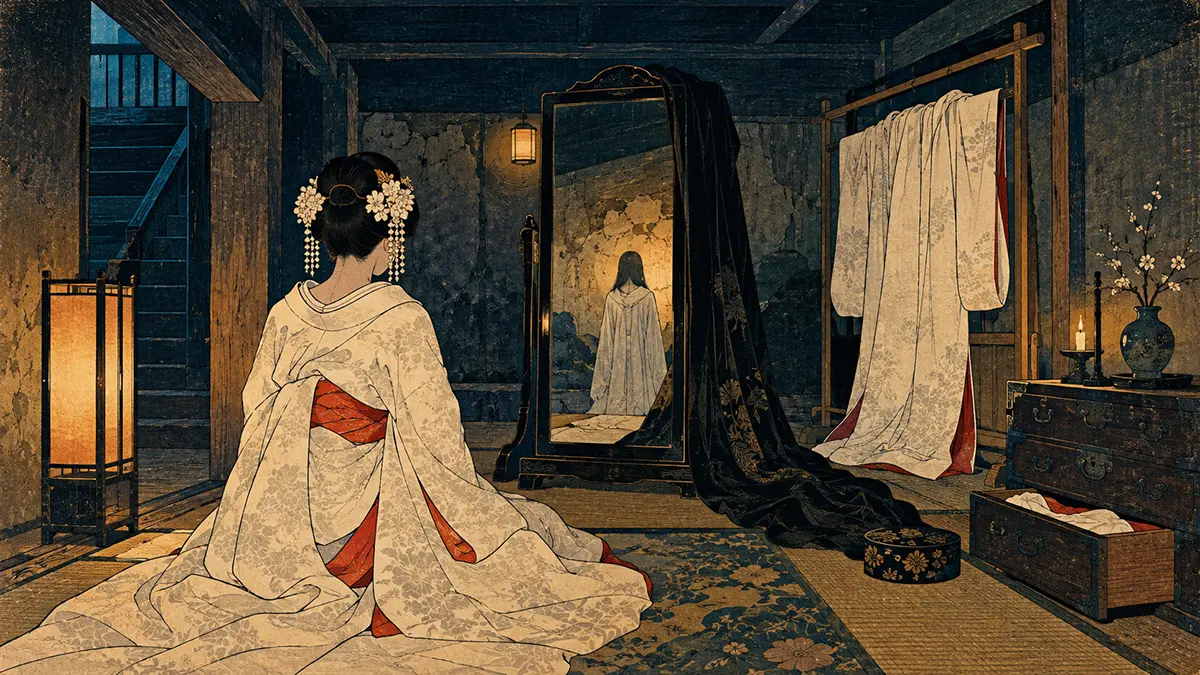 幽玄な白無垢と鏡の間
