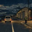赤い誘導棒は右を指す