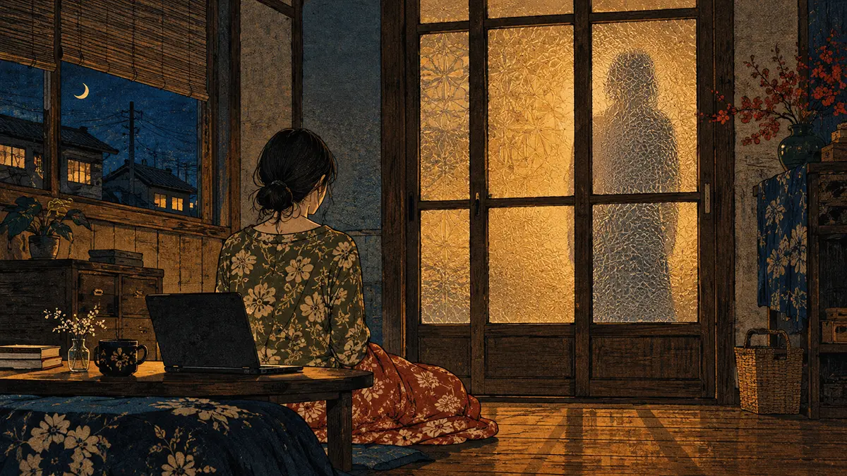 障子越しの影と月夜の部屋