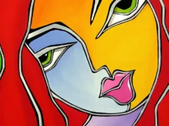 ベンチに座る女